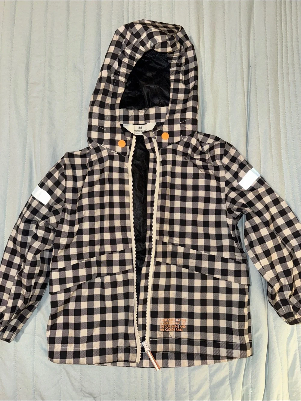 Lightweight Checked Windbreaker Raincoat with Detachable Hood